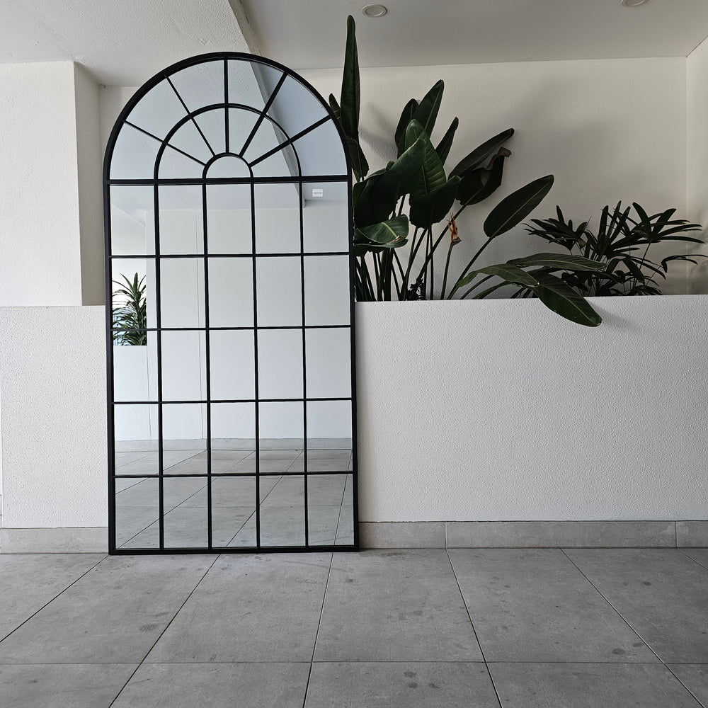 Large Black Arch window mirror