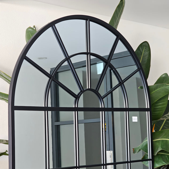 Large Black Arch window mirror