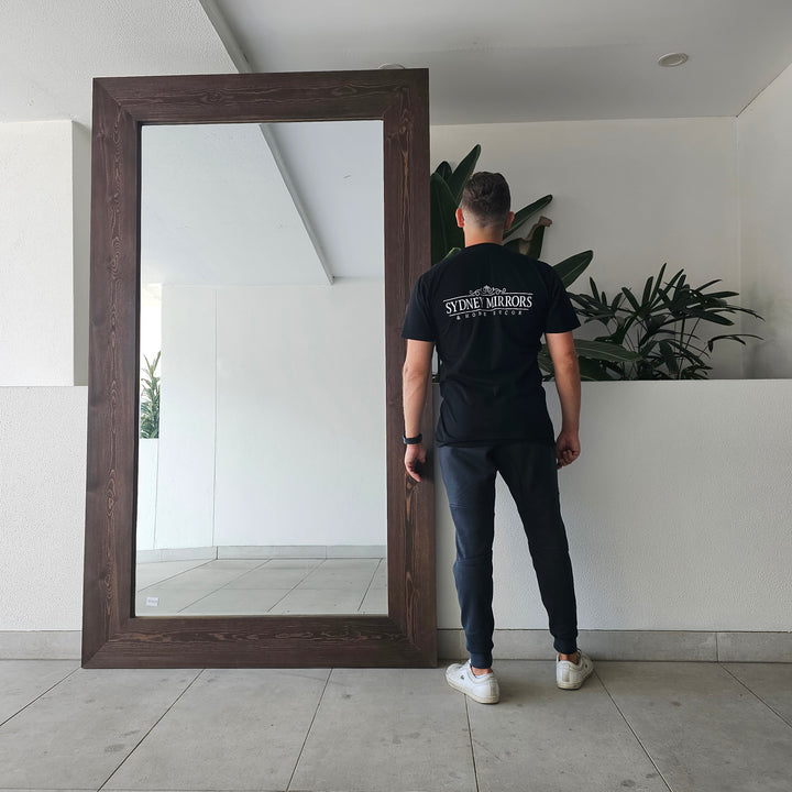 Extra large thick wood frame mirror by Sydney Mirrors