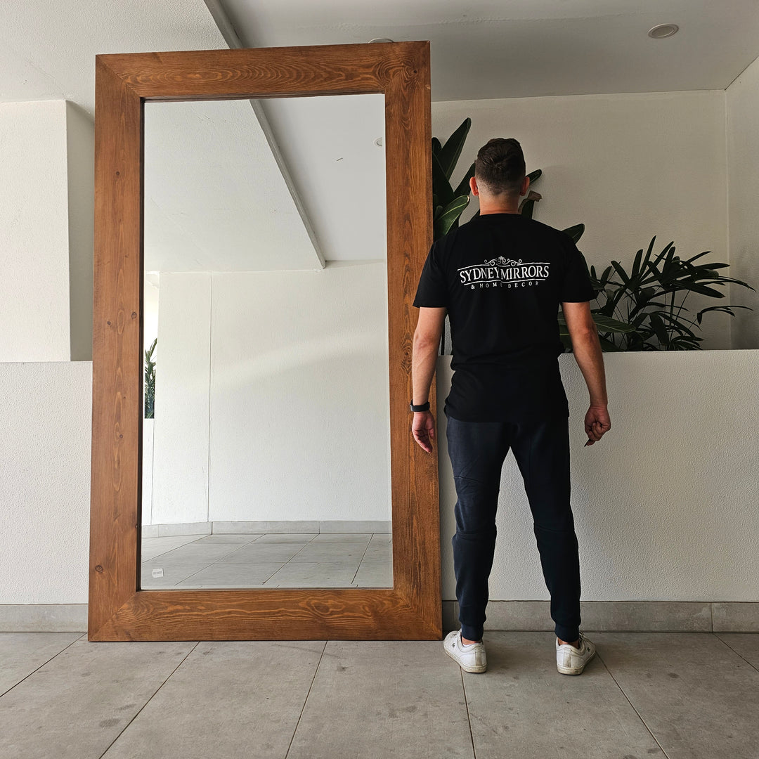 Timber full-length mirror in walnut finish