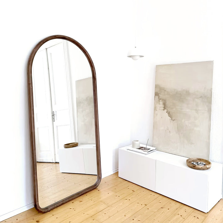 AURA 190x100cm – Large Full-Length Arch Mirror with Curved Wood Frame *** PRE ORDER ***