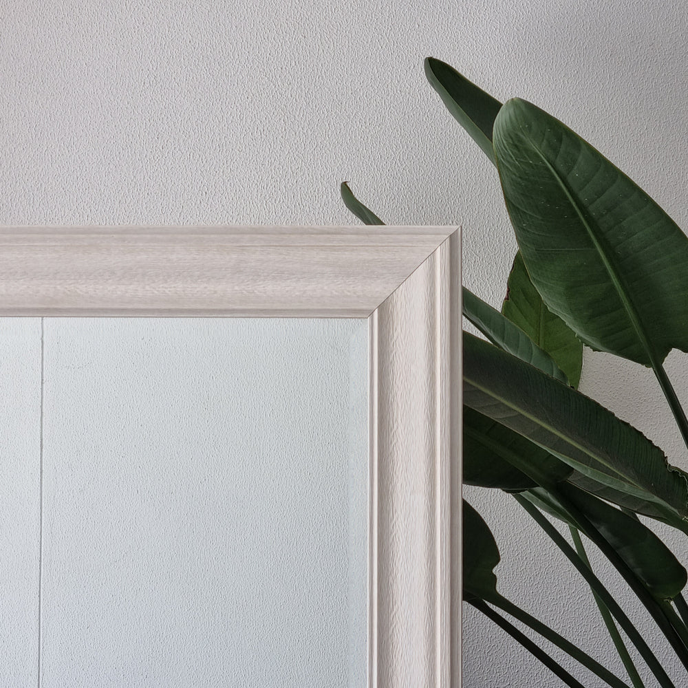 white embossed wood look mirror