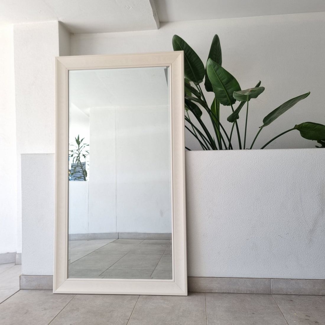 Flat White full-length mirror with a flat white frame