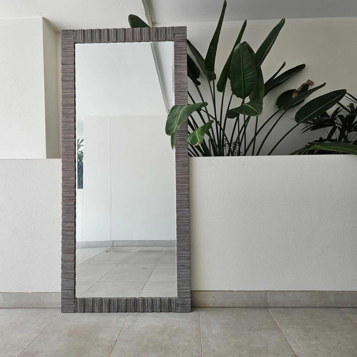 Woodland white timber full-length mirror, 187x84cm