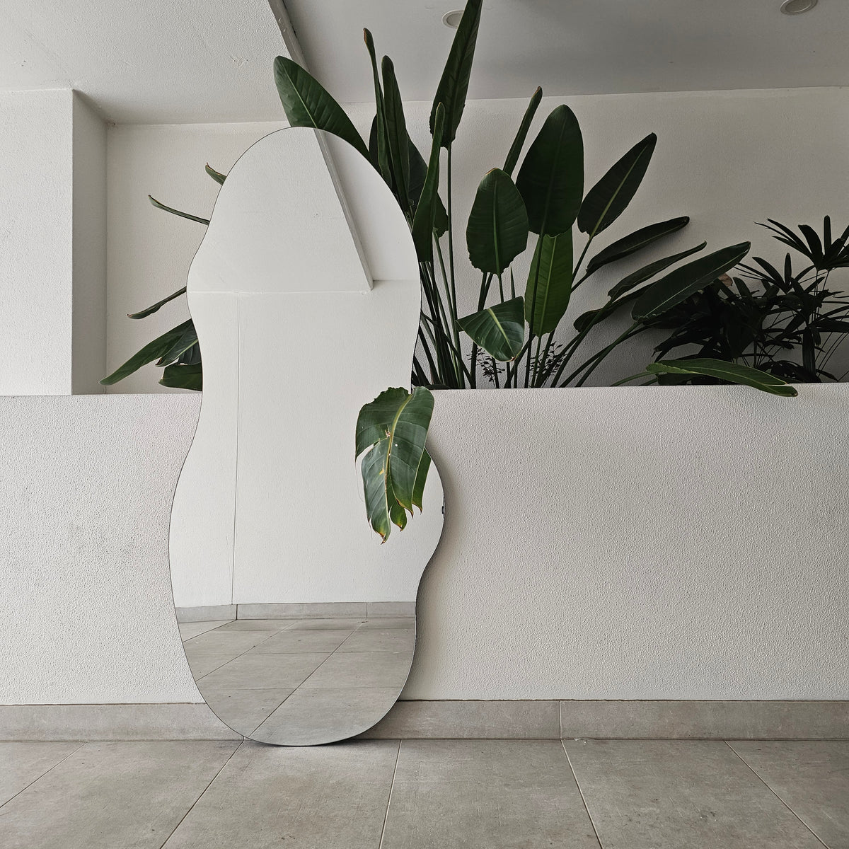 Amoeba frameless irregular full-length mirror, 180x80cm