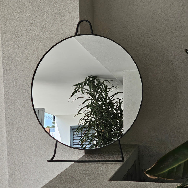 LUVO 75x60cm Round mirror with stand