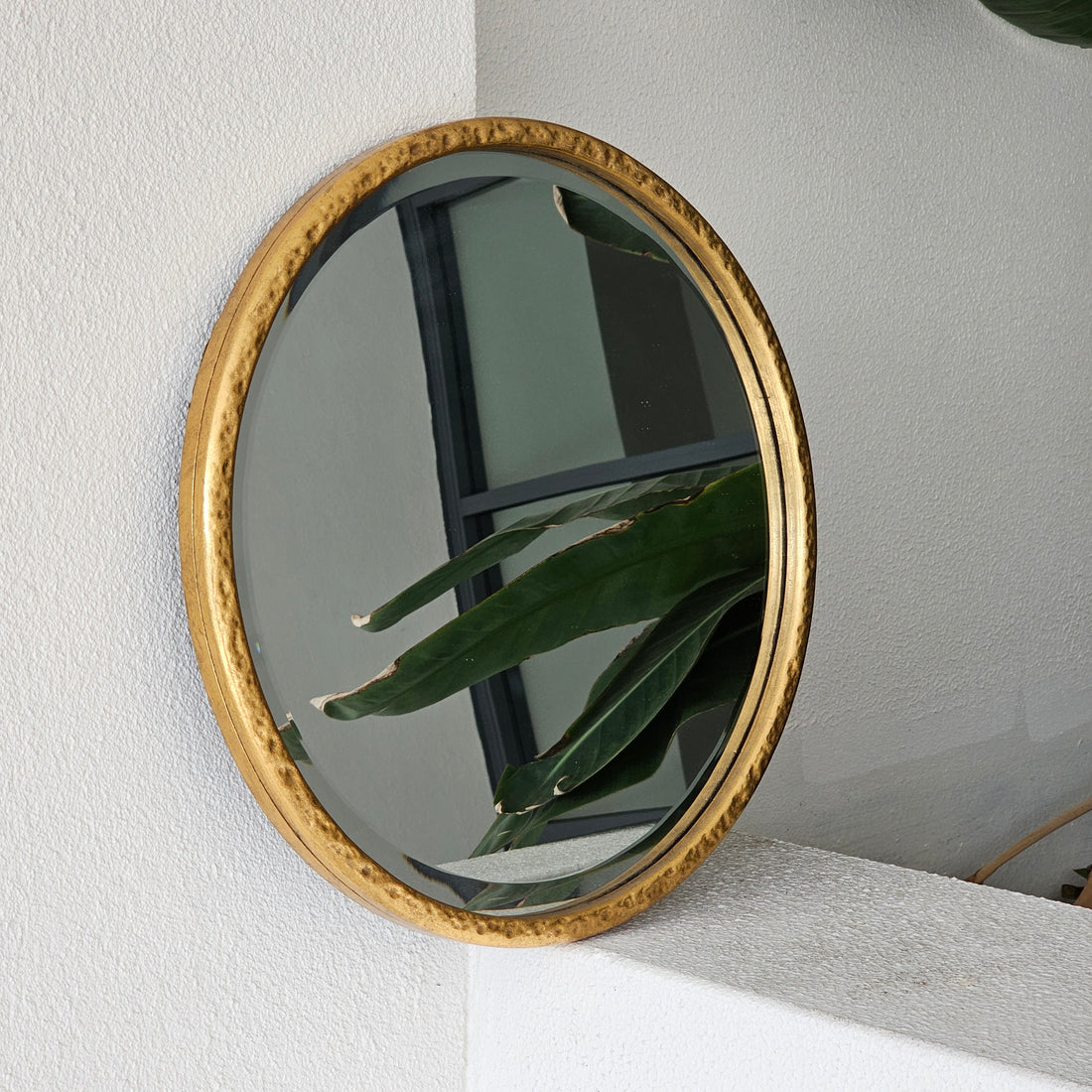 Pearl gold round wall mirror, 40cm