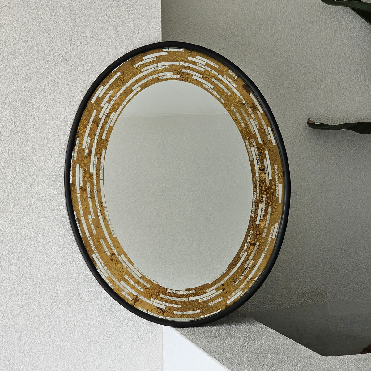 Ruby gold mosaic-detail wall mirror, 75x60cm