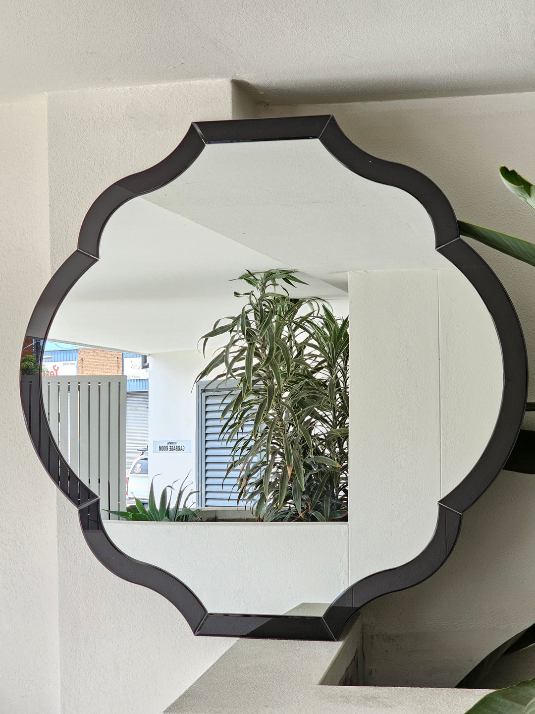 ROWLA 120x120 -  Flower Pattern Scalloped Decorative Accent Wall Mirror