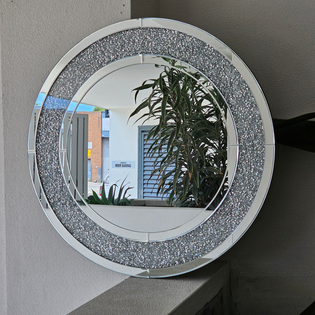 CRUSH - Crystal Crush Diamond Round 80cm Mirror