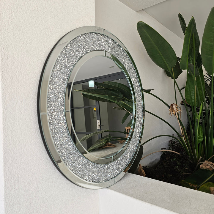 CRUSH - Crystal Crush Diamond Round 80cm Mirror