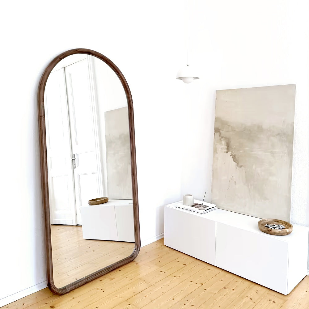 AURA 190x100cm – Large Full-Length Arch Mirror with Curved Wood Frame *** PRE ORDER ***