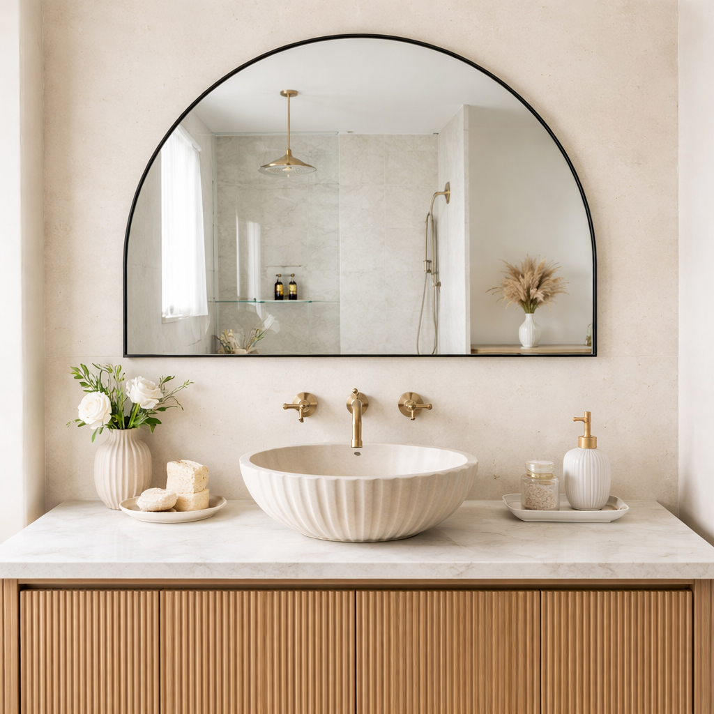 Roma Half Arch Mirror - 120cm x 80cm | Indoor and Bathroom Mirror ***PRE ORDER***