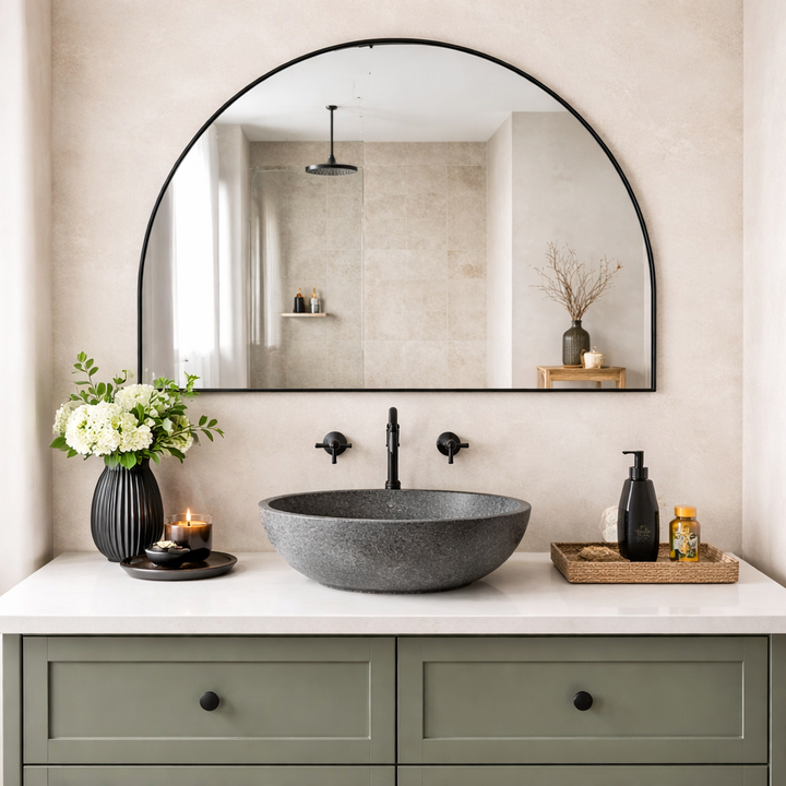 Roma Half Arch Mirror - 120cm x 80cm | Indoor and Bathroom Mirror ***PRE ORDER***