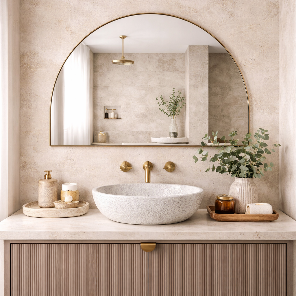 Roma Half Arch Mirror - 120cm x 80cm | Indoor and Bathroom Mirror ***PRE ORDER***