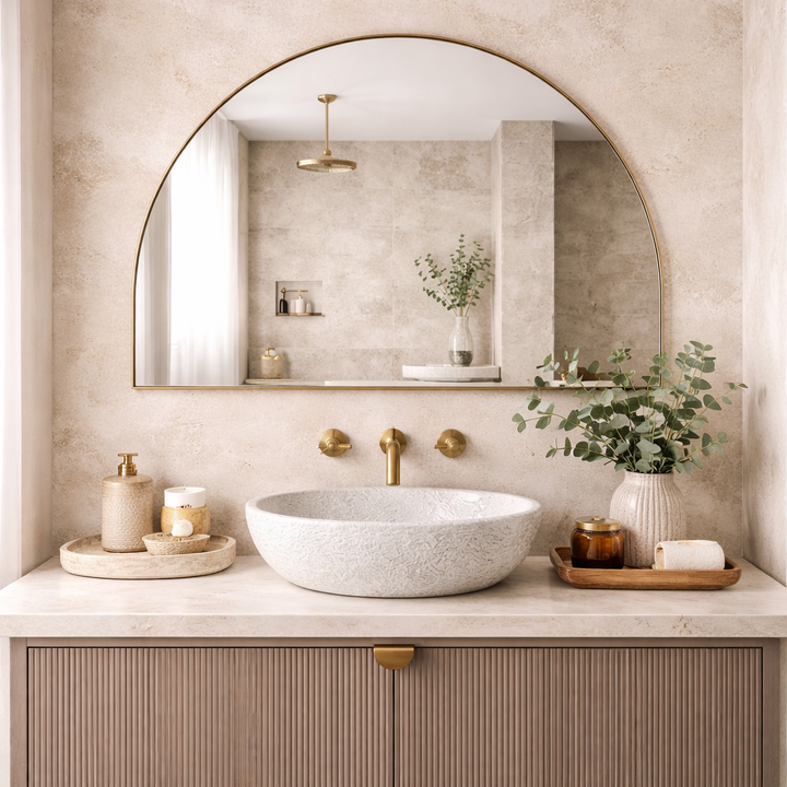 Roma Half Arch Mirror - 120cm x 80cm | Indoor and Bathroom Mirror ***PRE ORDER***