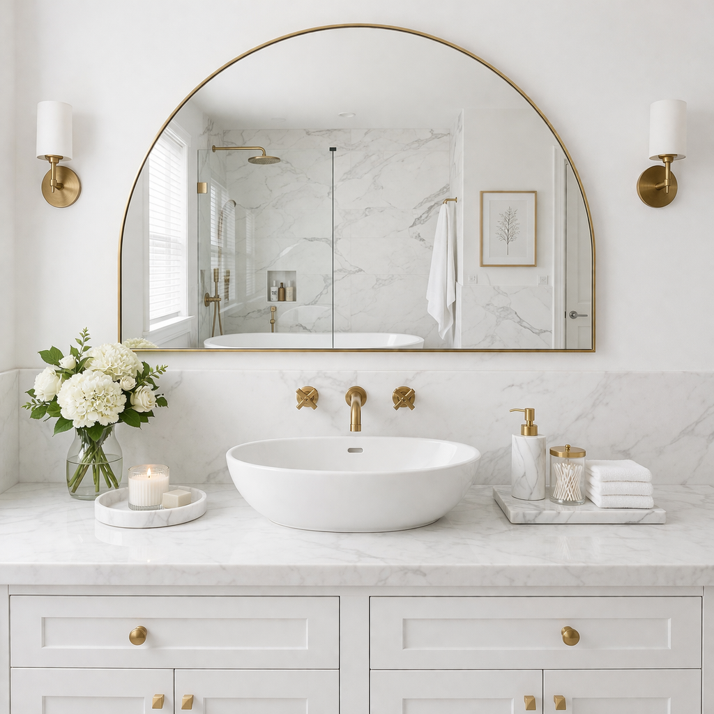 Roma Half Arch Mirror - 120cm x 80cm | Indoor and Bathroom Mirror ***PRE ORDER***