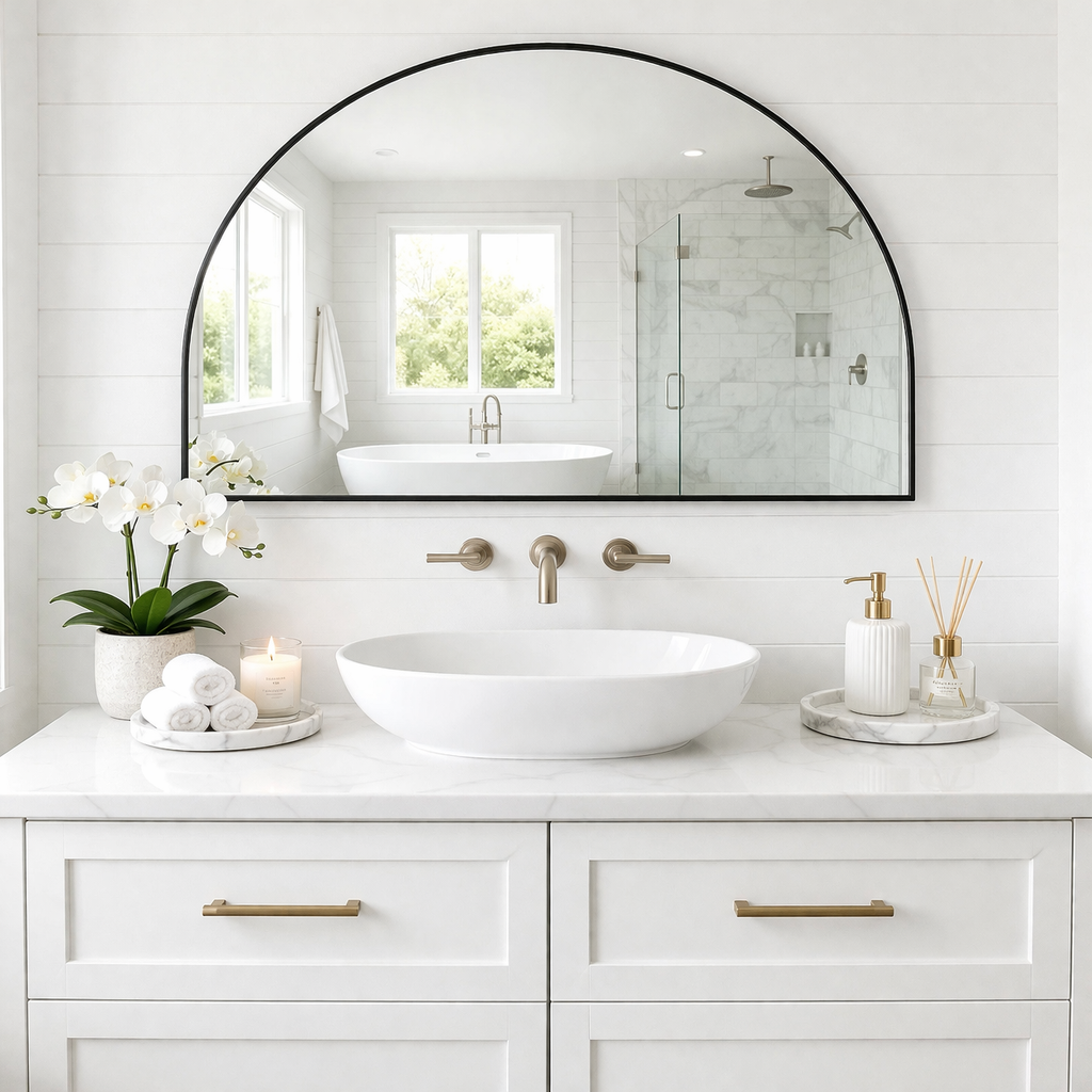 Roma Half Arch Mirror - 120cm x 80cm | Indoor and Bathroom Mirror ***PRE ORDER***