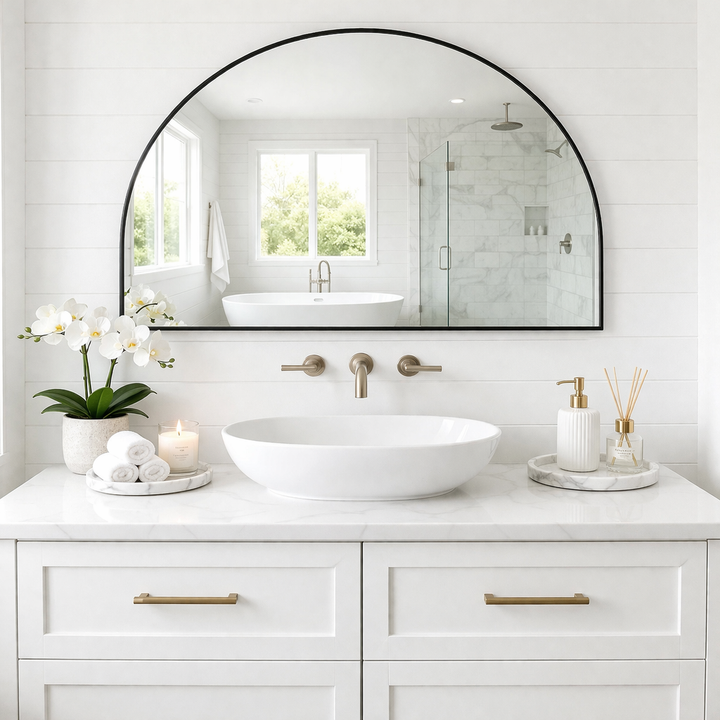 Roma Half Arch Mirror - 120cm x 80cm | Indoor and Bathroom Mirror ***PRE ORDER***