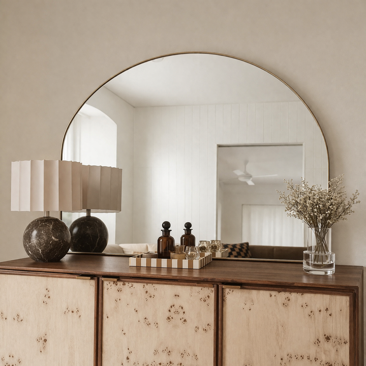 Roma Half Arch Mirror - 120cm x 80cm | Indoor and Bathroom Mirror ***PRE ORDER***