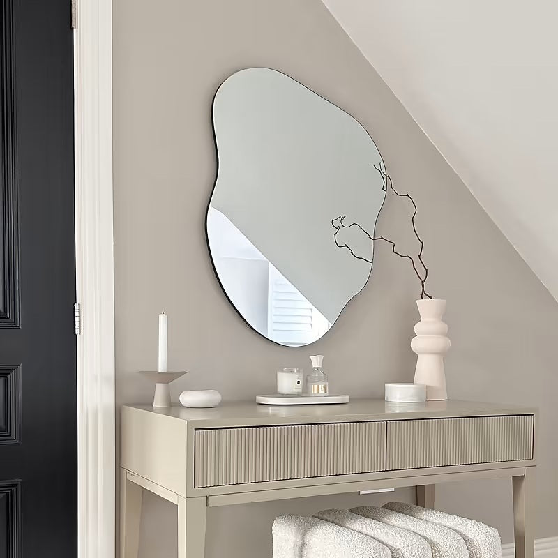 Amose frameless irregular asymmetrical wall mirror, 85x65cm
