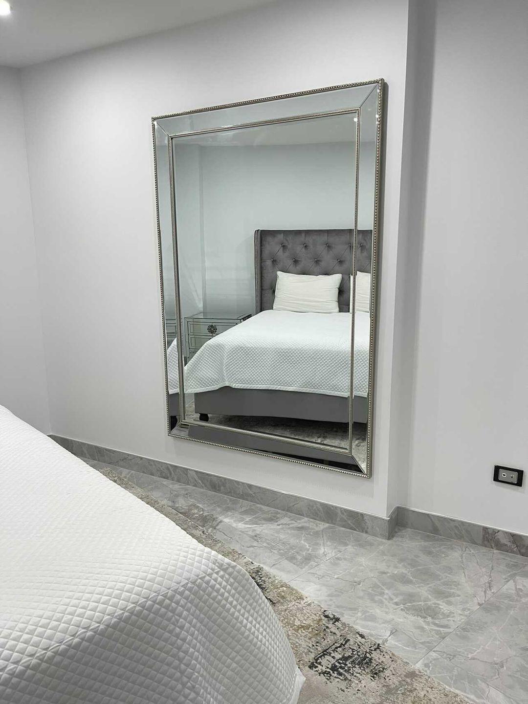 Sapphire square beaded wall mirror, 175x125cm