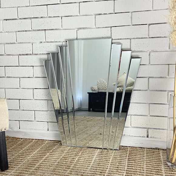 Mayan art deco frameless wall mirror, 75x70cm