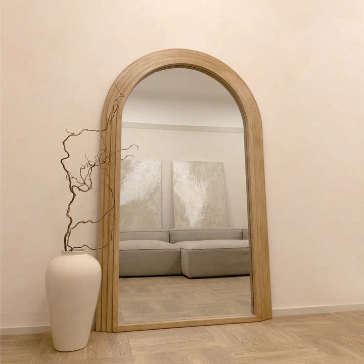 Seaside 190x110cm - Full length Stepped Arched Mirror - Oak Wood *** PRE ORDER ***