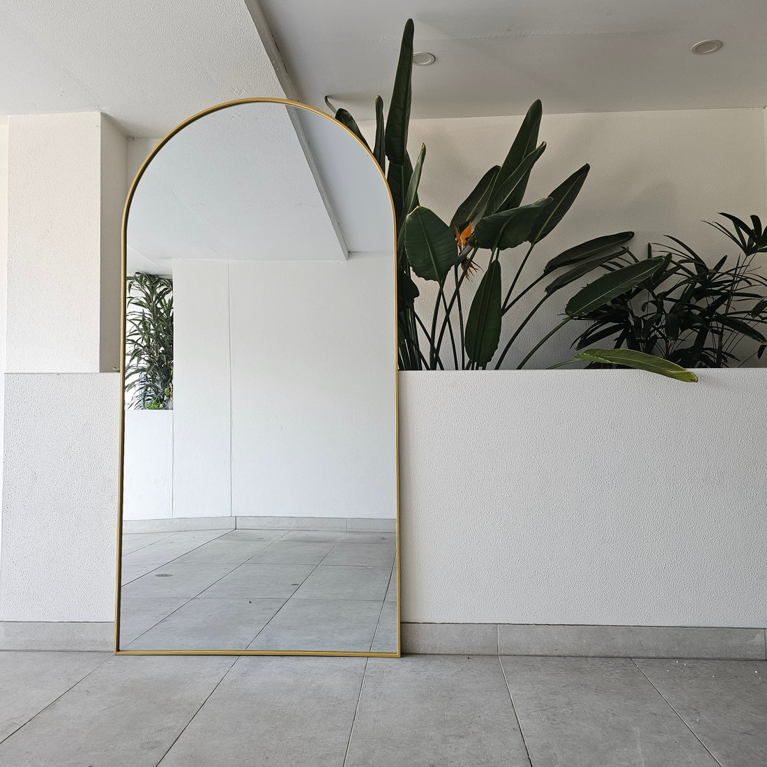Silk gold arch full-length mirror, 200x100cm