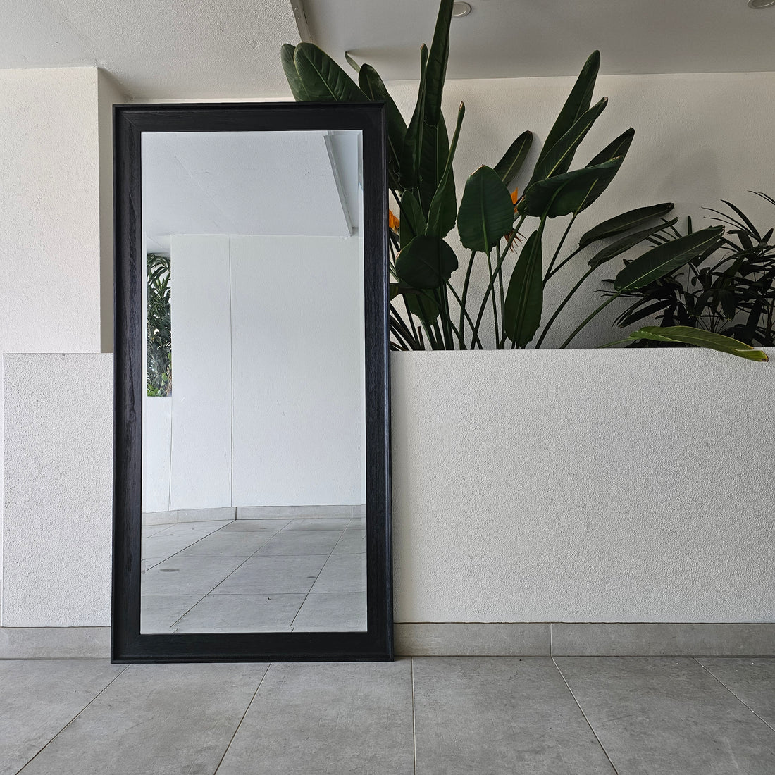 Lola black-framed full-length mirror, 182x91cm, with a timber frame