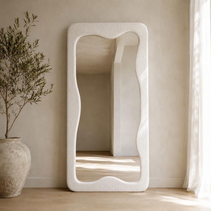 Ella 190x90cm Irregular White Boucle Full Length Mirror