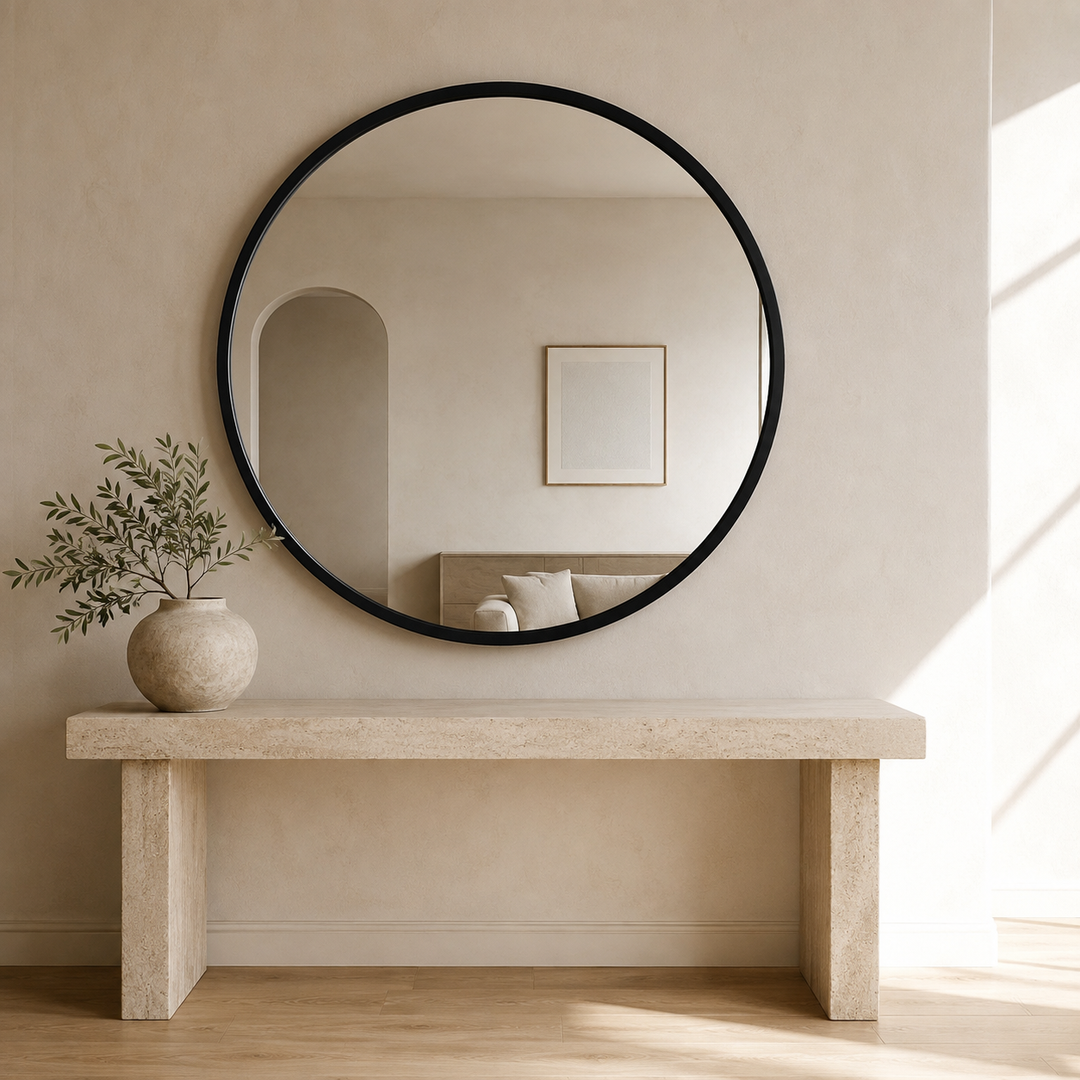 ATLAS Round Wood Wall Mirror 120cm and 150cm