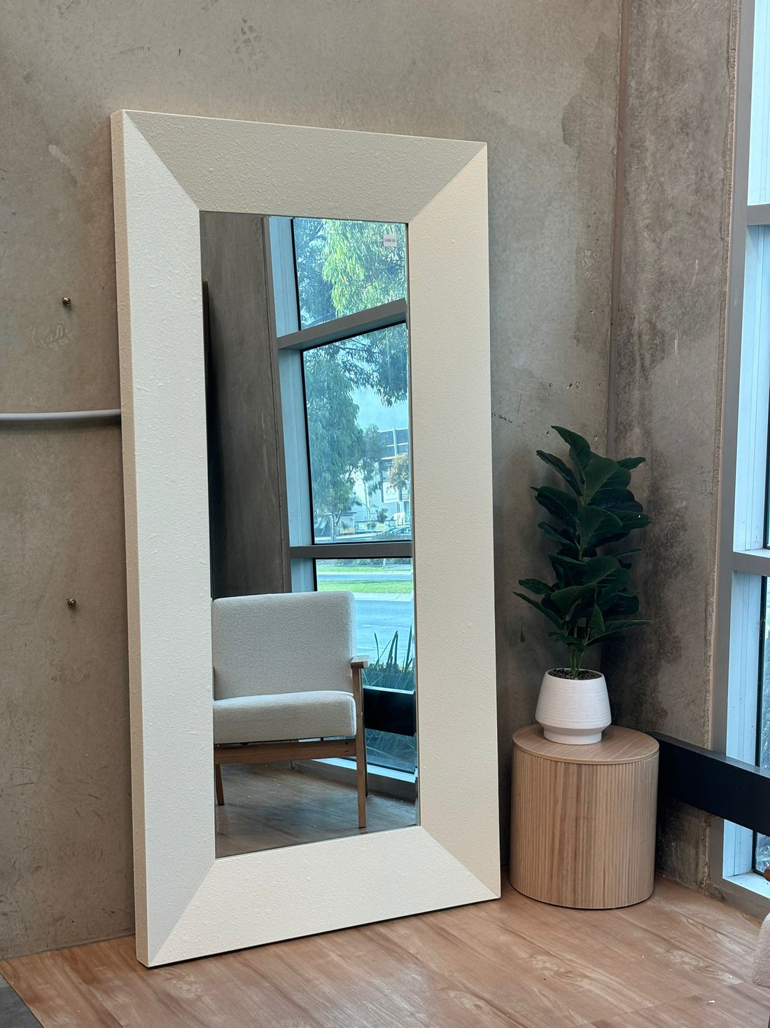 Lano large rectangular concrete-look full-length mirror, 200x100cm