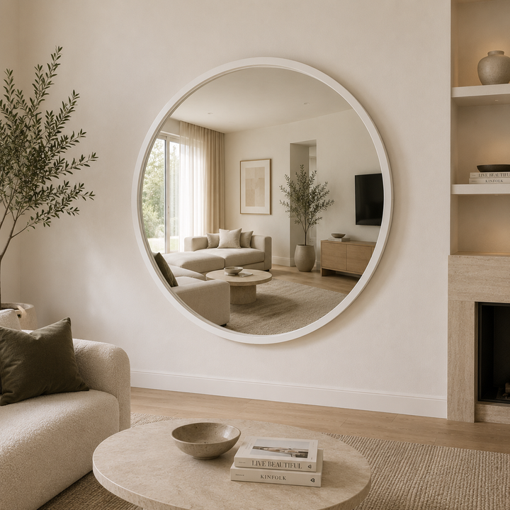 ATLAS Round Wood Wall Mirror 120cm and 150cm