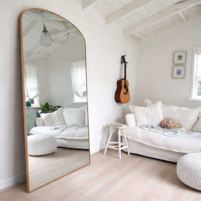Aria black curved full-length mirror, 200x100cm, with a metal frame