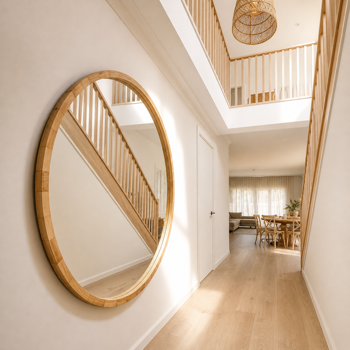 ATLAS Round Wood Wall Mirror 120cm and 150cm