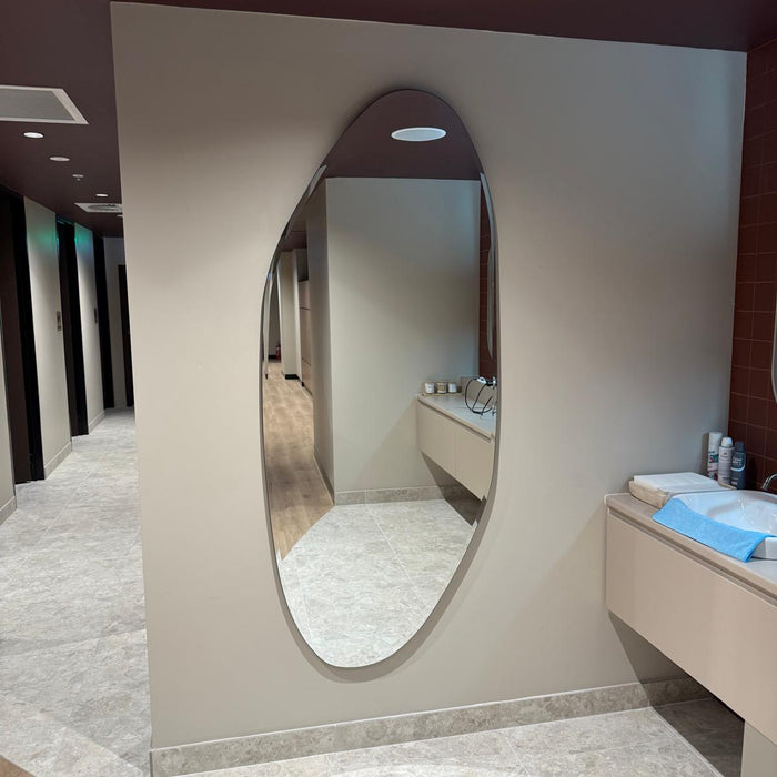 Pebble frameless irregular asymmetrical mirror