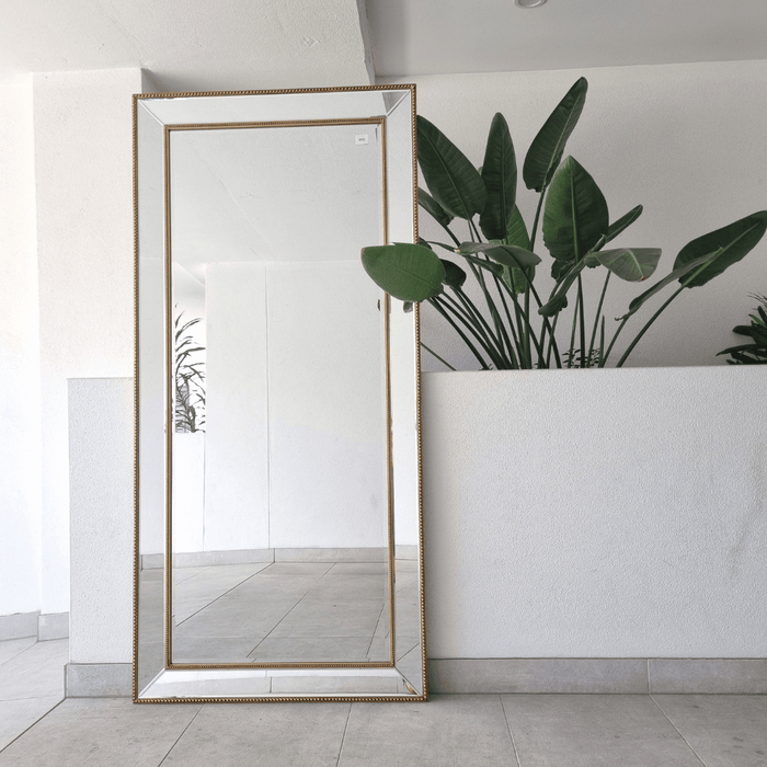 Sapphire Beaded 190x90cm full-length mirror with a silver beaded frame