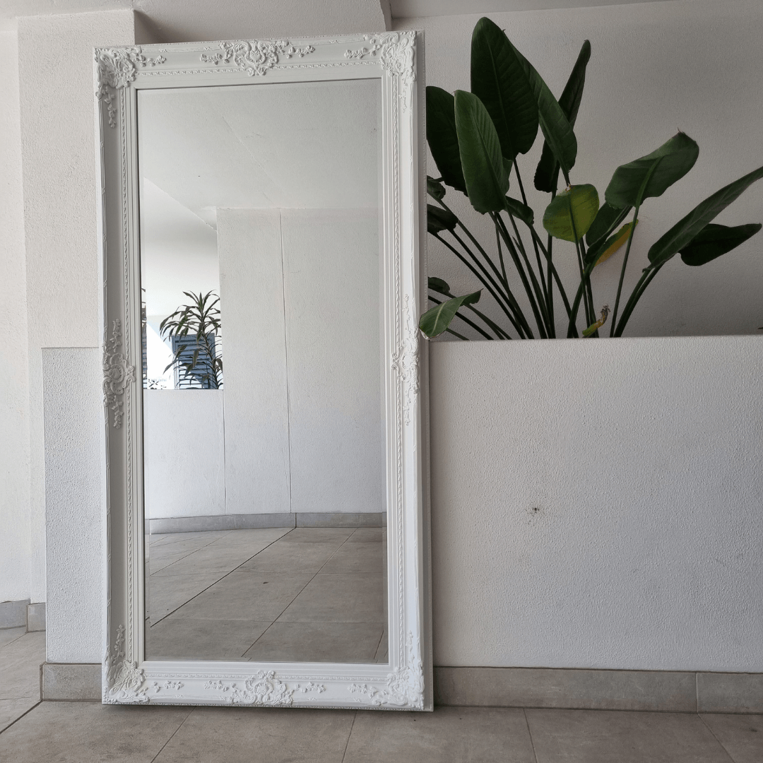 Vintage French ornate full-length mirror, 182x92cm, with a carved frame